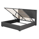 Artiss Double Bed Frame Gas Lift Storage Bed with Charging Ports Upholstered Geometric Headboard Charcoal Grey-5