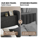 Artiss Double Bed Frame Gas Lift Storage Bed with Charging Ports Upholstered Geometric Headboard Charcoal Grey-7