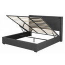 Artiss King Bed Frame Gas Lift Storage Bed with Charging Ports Upholstered Geometric Headboard Charcoal Grey-5