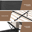 Artiss Queen Bed Frame Gas Lift Storage Bed with Charging Ports Upholstered Geometric Headboard Charcoal Grey-9