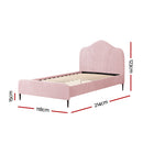 Artiss Bed Frame King Single Size Velvet Pink OLAN-2