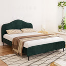 Artiss Bed Frame Queen Size Velvet Dark Green OLAN-7