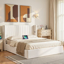 Artiss Double Bed Frame with Gaslift Storage USB Type-C Charging Ports Velvet Upholstery White-1