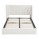 Artiss Double Bed Frame with Gaslift Storage USB Type-C Charging Ports Velvet Upholstery White-3