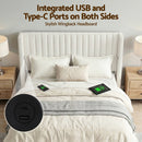 Artiss Double Bed Frame with Gaslift Storage USB Type-C Charging Ports Velvet Upholstery White-8