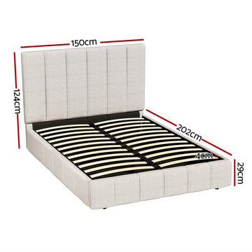 Artiss Bed Frame Double Size Beige TETTE - 0