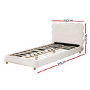 Artiss King Single Bed Frame Cloud Headboard Boucle Fabric Mattress Platform Base White-2