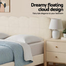 Artiss King Single Bed Frame Cloud Headboard Boucle Fabric Mattress Platform Base White-5