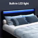 Artiss Bed Frame Double Size LED with 4 Drawers Black DUNN-5