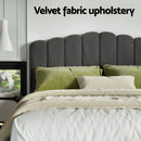 Artiss Bed Frame Double Size Velvet Grey FION-5
