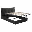 Artiss Queen Bed Frame with Horizontal Gas Lift Storage with LED Light USB Type-C Charging Station Black Velvet-3