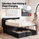 Artiss Queen Bed Frame with Horizontal Gas Lift Storage with LED Light USB Type-C Charging Station Black Velvet-5