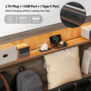 Artiss Queen Bed Frame LED Storage Headboard with Charging Station Black-4