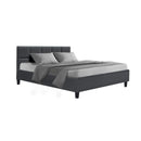 Artiss Tino Bed Frame Queen Size Charcoal Fabric-1