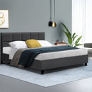 Artiss Tino Bed Frame Queen Size Charcoal Fabric-8