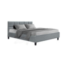 Artiss Tino Bed Frame Queen Size Grey Fabric-1