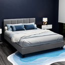 Artiss Tino Bed Frame Queen Size Grey Fabric-2
