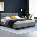 Artiss Tino Bed Frame Queen Size Grey Fabric-1