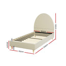 Artiss Bed Frame Single Size Velvet Cream ELLA-2