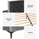 Artiss Bed Frame Queen Size Velvet Grey LOTT-6