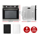 Devanti Electric Built In Wall Oven 80L Convection Grill Ovens Stainless Steel-2
