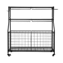 Everfit Sports Equipment Organizer Storage with Wheels Multi-Sport Garage Gym Black-3