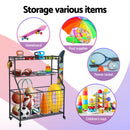 Everfit Sports Equipment Organizer Storage with Wheels Multi-Sport Garage Gym Black-4