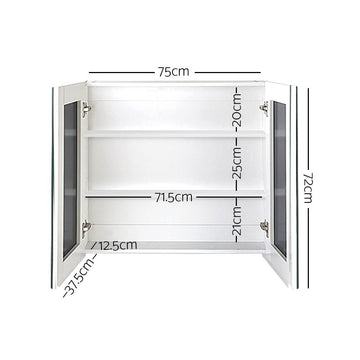 Cefito Bathroom Mirror Cabinet 750x720mm White - 0