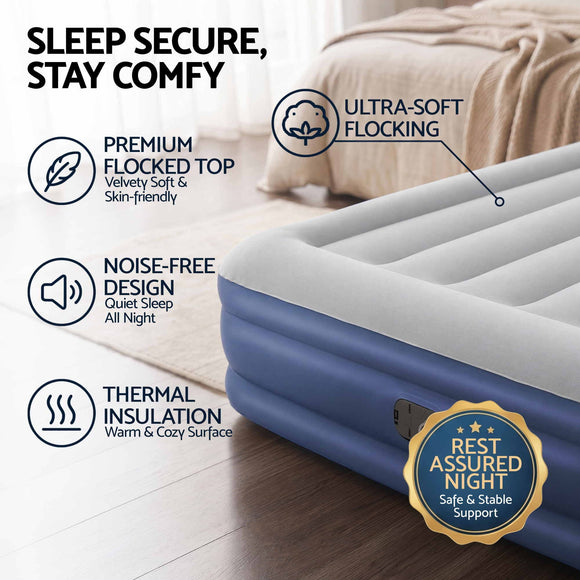 Bestway Single Air Mattress with Built-in Pump Tritech Inflatable Bed 46cm