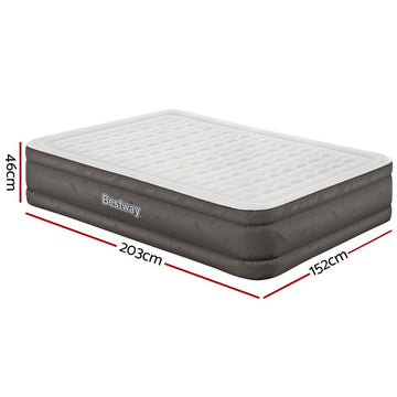 Bestway Queen Air Mattress with Built-in Pump Fortech Inflatable Bed 46cm - 0