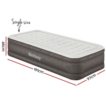 Bestway Single Air Mattress with Built-in Pump Fortech Inflatable Bed 46cm - 0