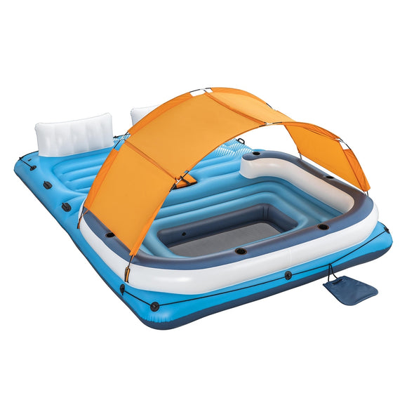 Bestway Pool Float Island Inflatable Lounge 6-person Raft Seat Canopy