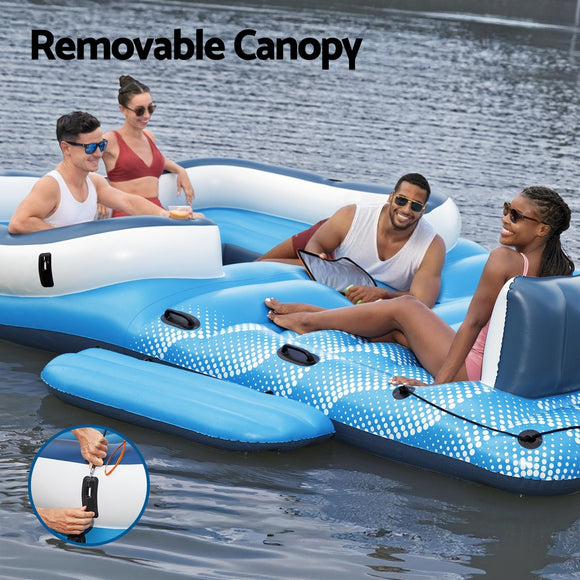 Bestway Pool Float Island Inflatable Lounge 6-person Raft Seat Canopy