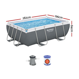 Bestway Swimming Pool 282x196x84cm Steel Frame Above Ground Pools Filter Pump 3662L - 0