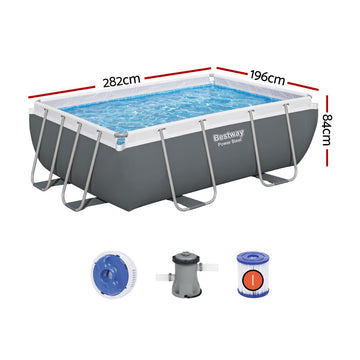 Bestway Swimming Pool 282x196x84cm Steel Frame Above Ground Pools Filter Pump 3662L - 0
