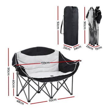 Weisshorn Camping Chair Double Folding Moon Chair Portable Seat 240KG - 0