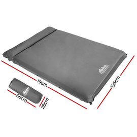 Weisshorn Self Inflating Mattress 10CM Camping Sleeping Mat Air Double Grey - 0