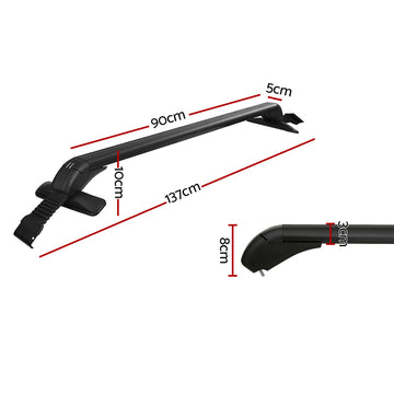 Universal Car Roof Racks Pod Aluminium Cross Bars Clamps Lockable 90cm Black - 0