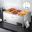 Devanti Commercial Food Warmer Bain Marie 4 Electric Buffet Pans-7