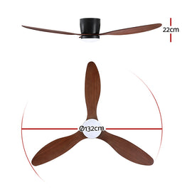Devanti 52'' Ceiling Fan DC Motor w/Light w/Remote - Dark Wood - 0