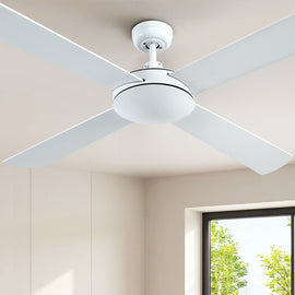 Devanti 52'' Ceiling Fan AC Motor 4 Blades w/Remote - White