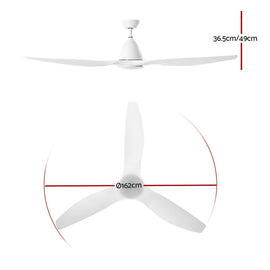 Devanti 64'' Ceiling Fan DC Motor w/Light w/Remote - White - 0