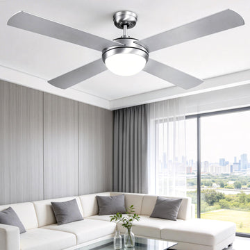 Devanti 52'' Ceiling Fan AC Motor w/Light w/Remote - Silver