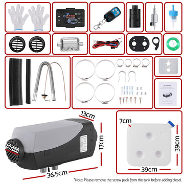 Giantz Diesel Air Heater 12V 5KW LCD Display Remote Control for Car Bus RV Indoor 10L - 0