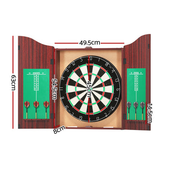 18" Dartboard Cabinet Set Professional Dartboard Wood Classic Game Party Sport - 0