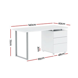 Artiss Computer Desk Drawer White 140CM - 0