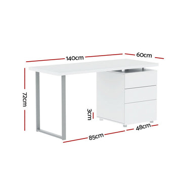 Artiss Computer Desk Drawer White 140CM - 0