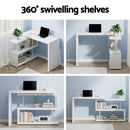 Artiss Computer Desk L-Shape Bookshelf White-4