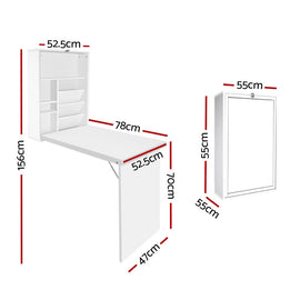 Artiss Computer Desk Bookshelf Wall Mount White - 0