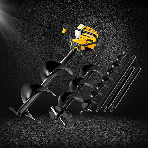 Giantz Post Hole Digger Petrol Motor Drill Extension Auger Bits Kits
